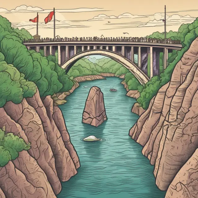 Two currencies merging on a bridge: Nepalese Rupees (NPR) and Indian Rupees (INR), representing their interconnected exchange.