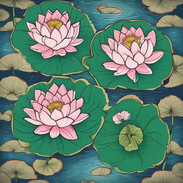 Two lotus flowers of different colors growing in separate bodies of water, symbolizing the Nepalese and Indian rupees