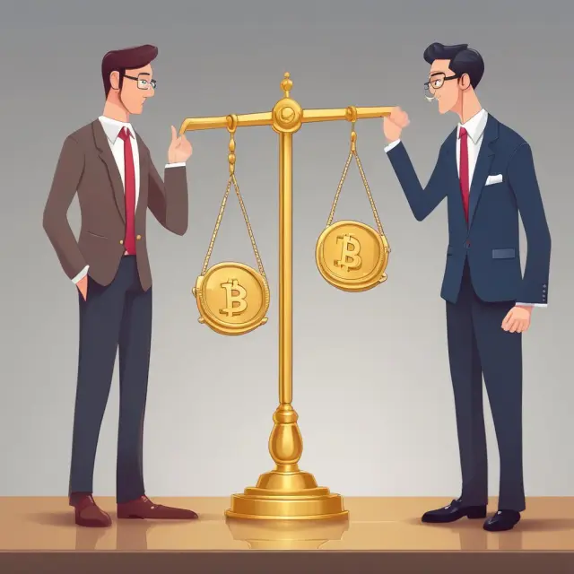 An investor balances a scale with golden coins representing investment projects, one project evaluated using Net Present Value (NPV) rule and the other with Internal Rate of Return (IRR).