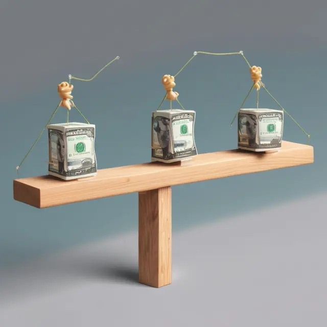 A see-saw scales future cash inflows versus discount rates to determine their impact on net present value calculations