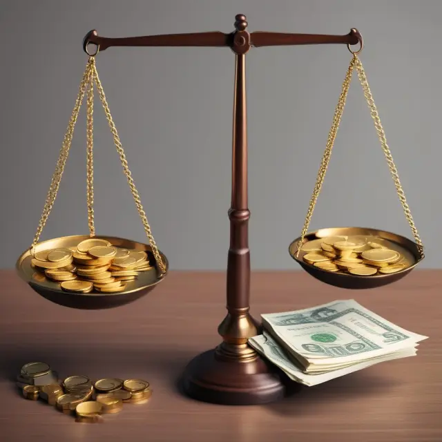 An image of a balance scale with gold coins and currency notes representing NPV