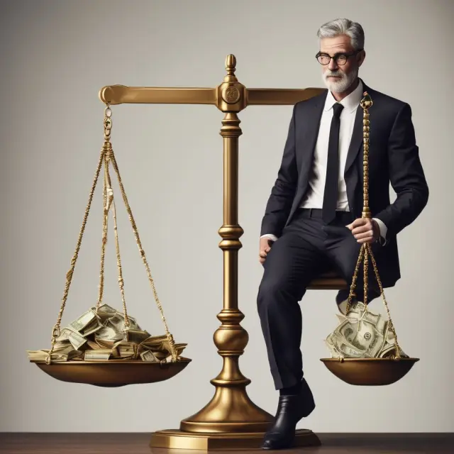 Investor evaluating potential growth opportunities using NPVGO method, weighing gold coins (cash inflows) and initial investment on a golden scale