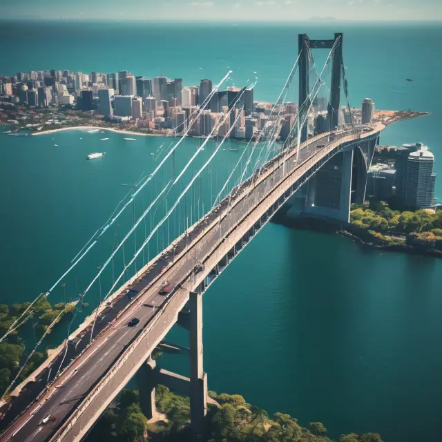 A bridge connecting an island of NASDAQ Global Select Market Composite companies to a vast sea, signifying the index