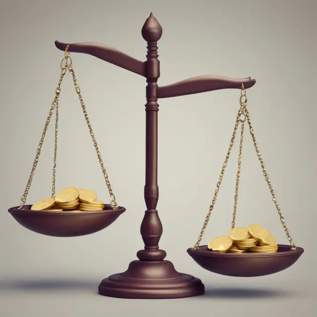 Scales holding gold coins symbolizing NRV