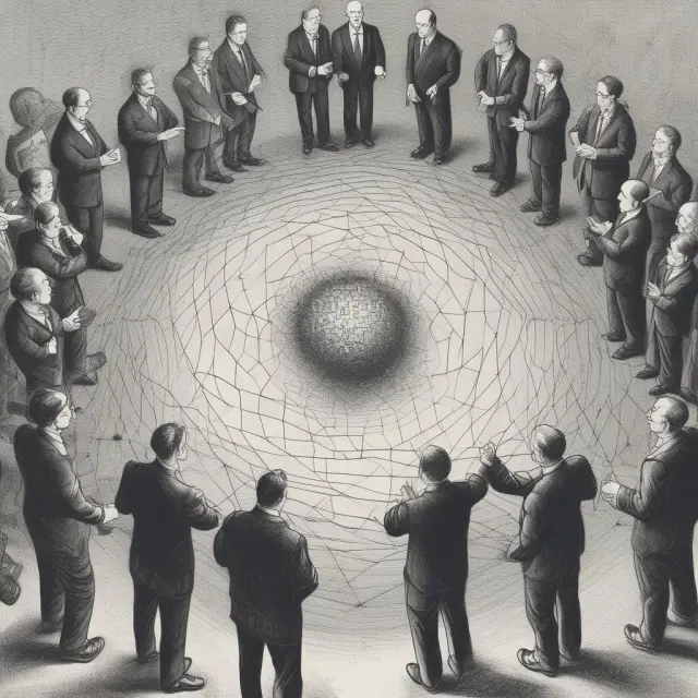 Brokers engaging in a circular dance representing multilateral netting