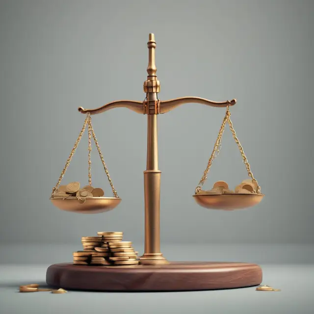 Scale tips with coins for NSF fees, illustrating the consequences of insufficient funds