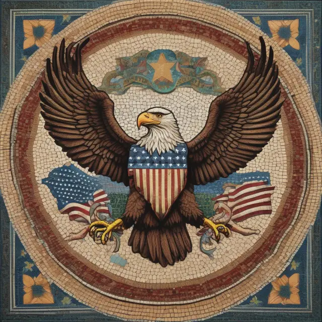Federal eagle in flight above mosaic US map sections, representing the transfer of regulatory power from states to federal government
