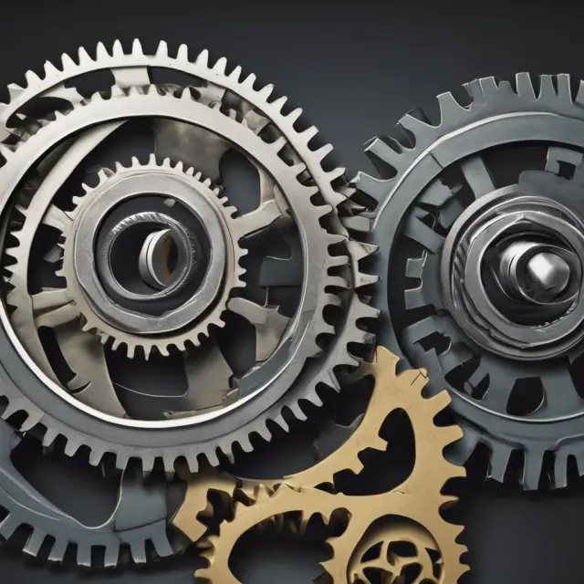 Two interlocking gears symbolizing the National Securities Markets Improvement Act