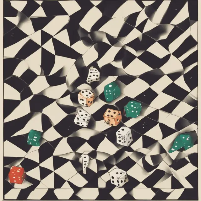 Two dice on a chessboard: one symbolizes sample data, and the other signifies the null hypothesis. Lower dice value indicates smaller p-value, indicating evidence against the null.