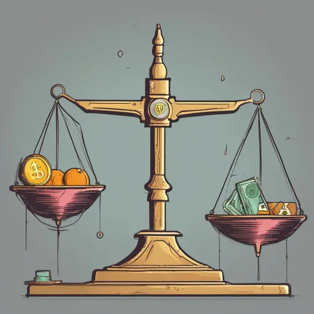 Image of a scale with the US Dollar symbol at its counterbalance, measuring the value of various goods and currencies.