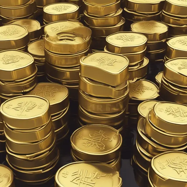 Golden USD scale balancing oil barrels and gold ingots, representing numeraire