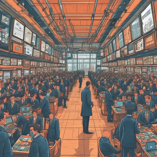 An image of the New York Board of Trade (NYBOT) transforming from a human-driven exchange with trading floors to an all-electronic platform