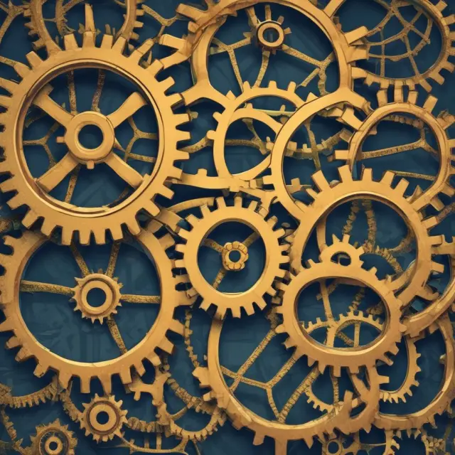 Three gears representing CME, CBOT, and NYMEX exchanges with unique designs reflecting their distinct offerings in global derivatives trading