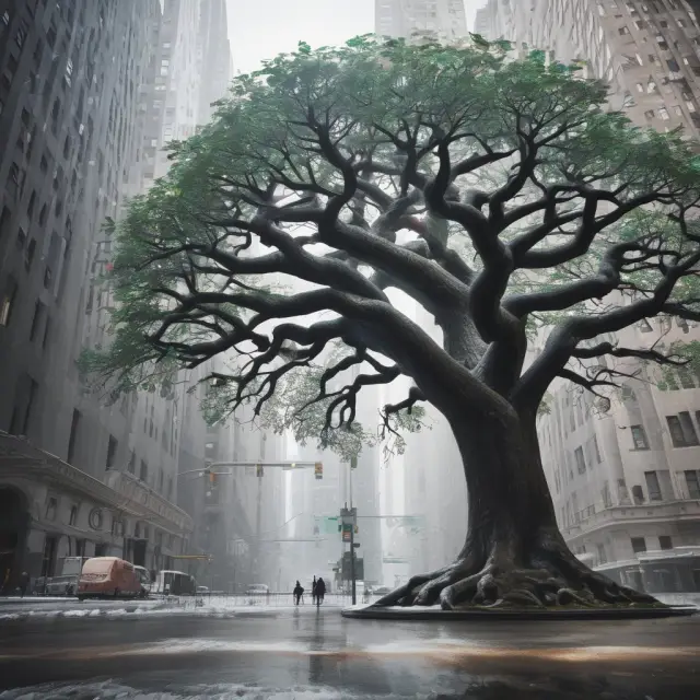 Image of a timeline with an NYSE ticker symbol integrated into the growth rings of a tree, representing the exchange