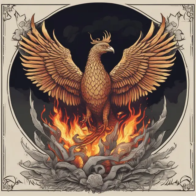 Phoenix rising from ashes, representing New Zealand dollar