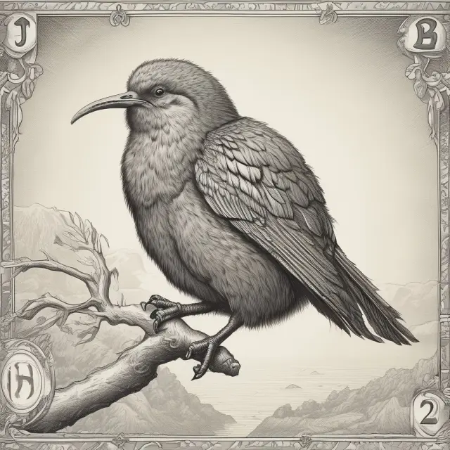 A kiwi bird with spread wings resting on a tree branch, representing the stability of the New Zealand economy and its strong currency.