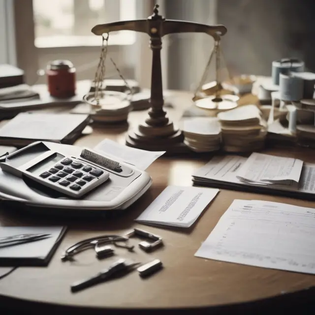 Image of a table with different business expenses, each being measured against a scale labeled 