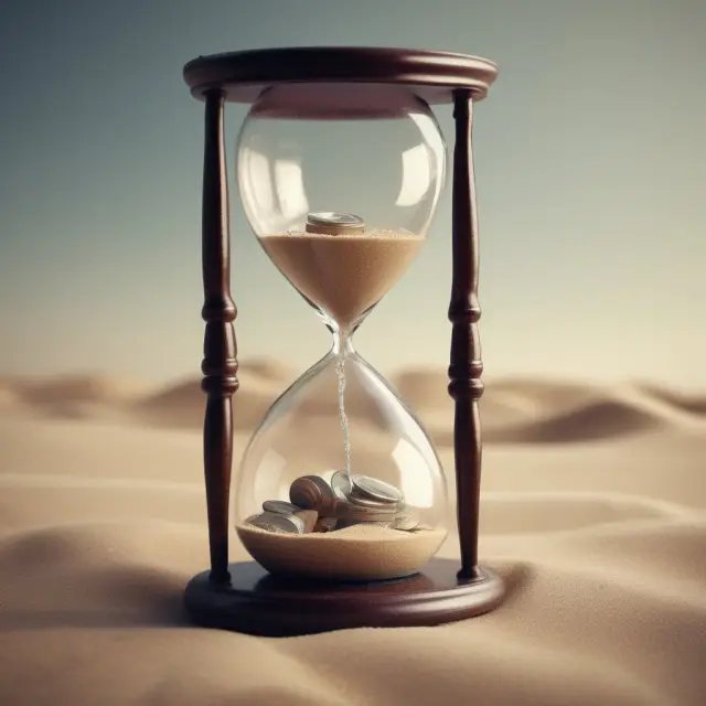Image of Social Security tax rates as sand in a flow-through hourglass with wage caps defining the upper limits