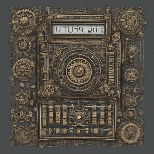 An antique calculator meticulously processing a person