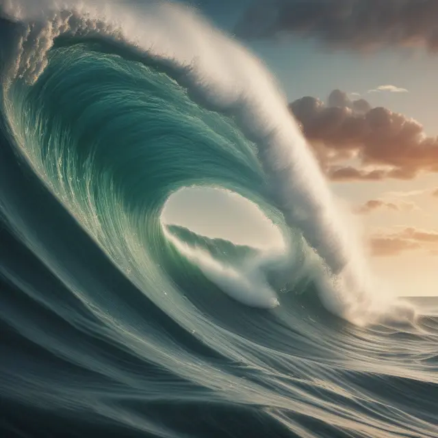 Waves of empirical data crashing onto the solid ground of objective probabilities, illustrating the importance of factual evidence in finance.