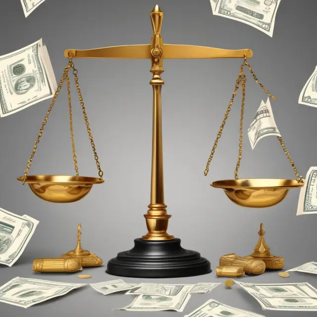 Golden contracts symbolizing financial obligations balanced on a scale with resources