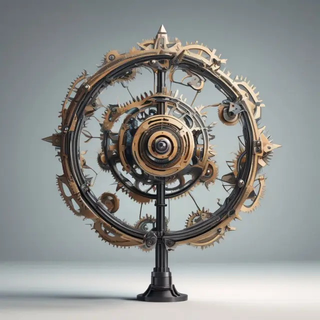 A tech tree with innovative gears growing, depicting strategies for counteracting obsolescence risk: R&D investment, collaboration, diversification.