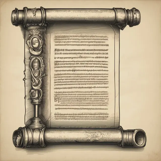 An image of an ancient scroll adorned with a market graph and a crossed-out dollar sign, illustrating the provision for obsolete inventory in accounting