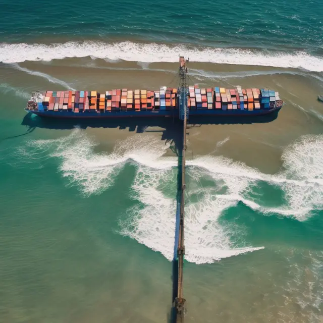 Ocean bill floating on water symbolizing international transport; Inland bill on a dock representing domestic transportation.