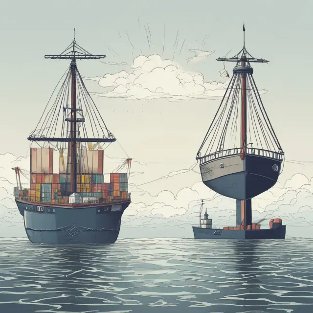 Image of two scales, one filled with advantages and the other with disadvantages, representing the pros and cons of using ocean bills of lading in international trade.