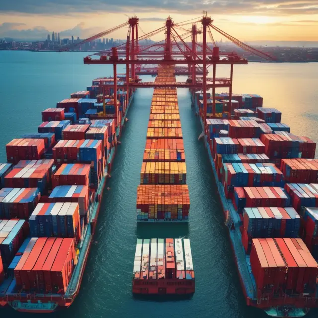 An image of an ocean bill of lading acting as a bridge, connecting two ships or merchants symbolizing international trade