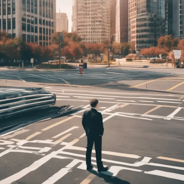 An investor standing at a crossroads, contemplating between two potential investments. This image represents the role of opportunity cost when calculating Operating Cash Flow Demand (OCFD).