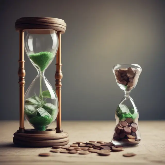 An investor holding an hourglass, symbolizing their investment