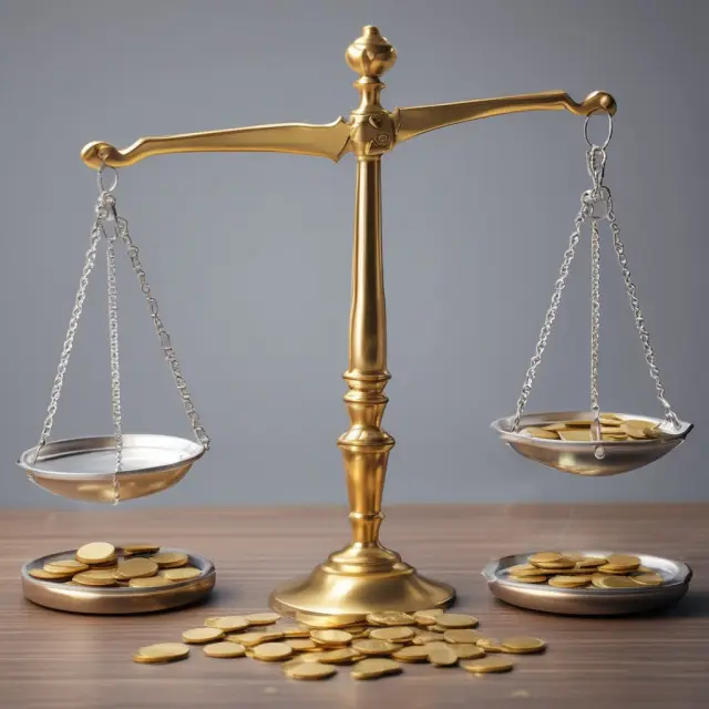Gold coins signifying operating cash flow and silver coins symbolizing current liabilities on a balance scale, indicating the Operating Cash Flow Ratio.