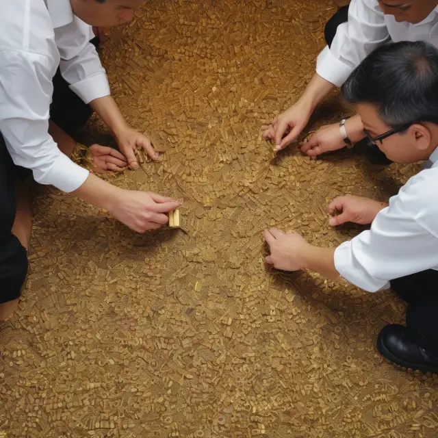 An investor working with golden threads on a jigsaw puzzle, illustrating the complexities and benefits of trading odd lots