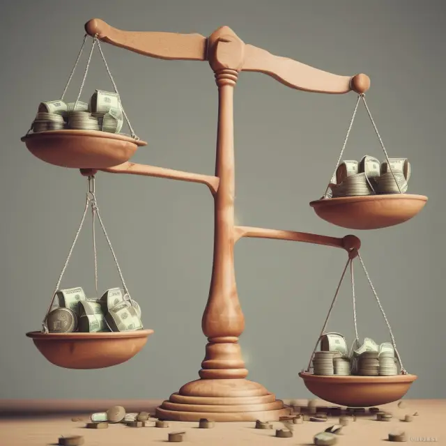 An image of scales balanced between two pans: one labeled