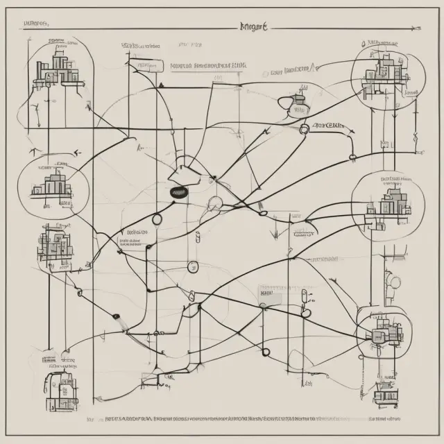 Two trees representing Random Walk and Market Efficiency Theories growing alongside each other, illustrating their differences in financial market perspectives
