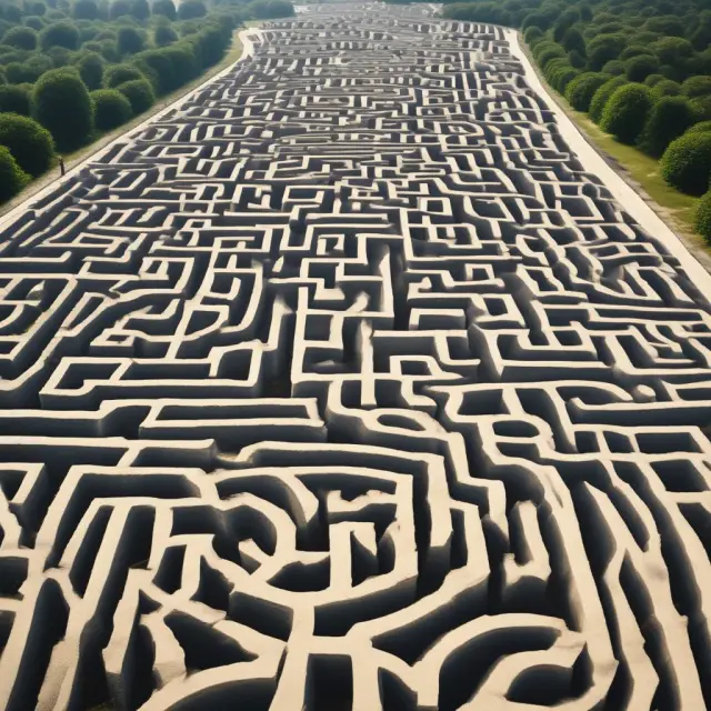 An institutional investor wading through a labyrinth of political mazes, avoiding pitfalls labeled 