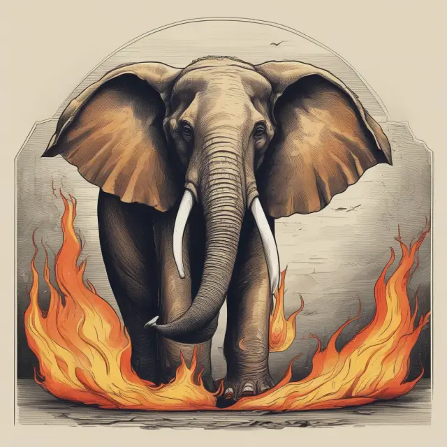 Elephant representing odious debt sheds burden, Phoenix symbolizes new beginning.