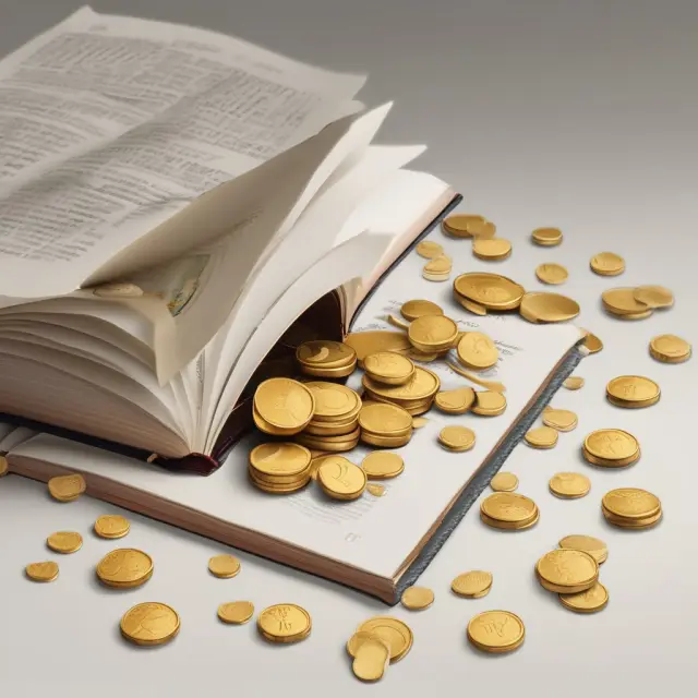 Open book with gold coins and hidden fees