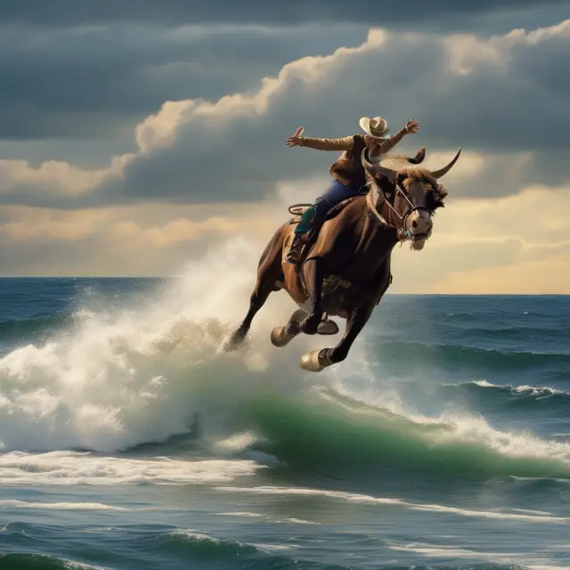 A surfer on a gamma wave navigating through an ocean of macroeconomic indicators, depicting the impact on OEX option pricing.