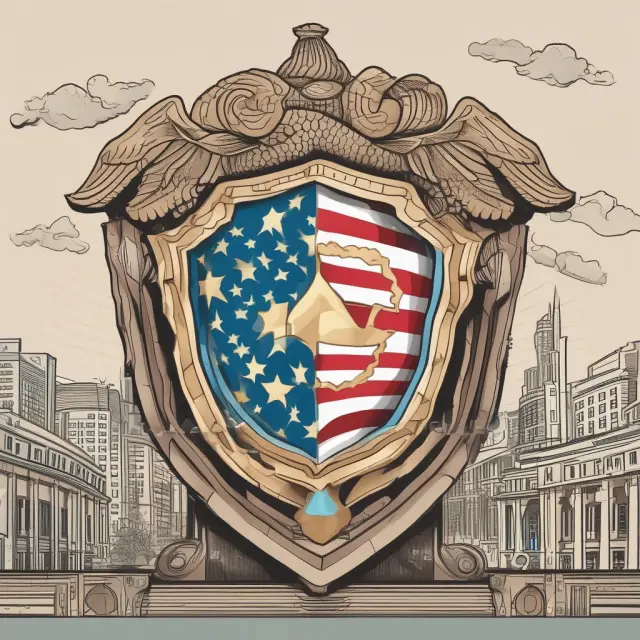 An OFAC agent symbolically protects global finance with a shield, surrounded by representations of sanctioned countries