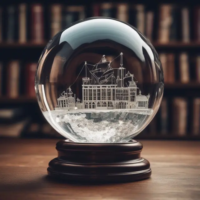 Crystal ball displaying clear financial reports with adhered accounting rules.