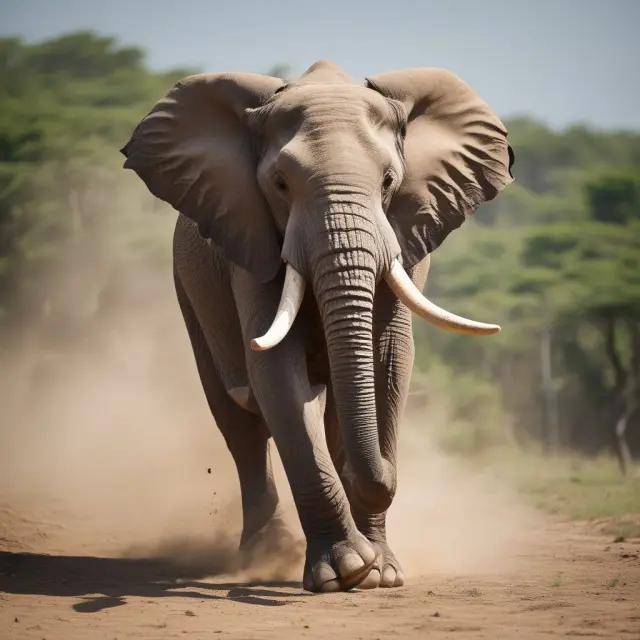 An aggressive elephant charges a defensive rhinoceros, representing the concept of head-to-head competition in business