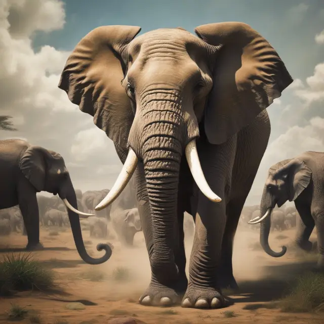 An elegant elephant engulfs smaller competitors to expand its territory in this metaphorical depiction of strategic acquisitions.