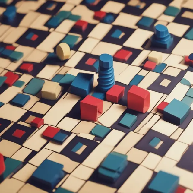 An image of a gameboard filled with chess-like pieces, each depicting a tender offer. Players move these pieces towards 