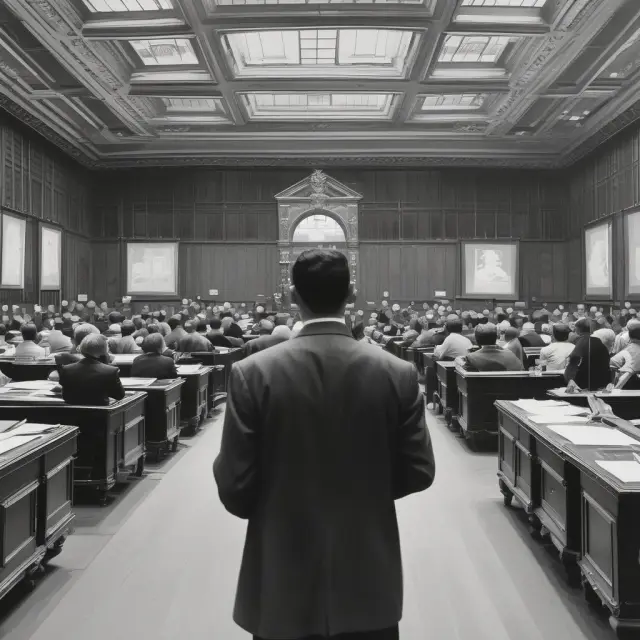Seasoned investor selling secondary securities at an auction, surrounded by historical data and market activity