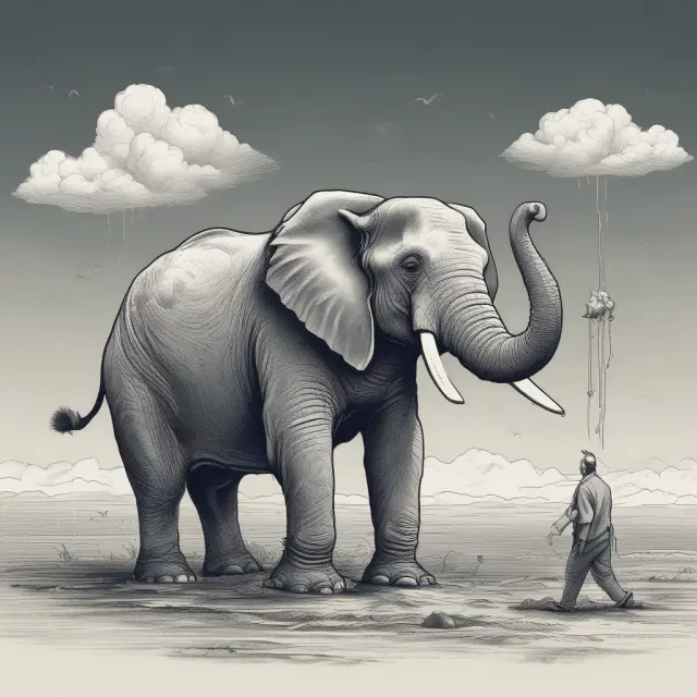 Institutional elephant cautiously considering due diligence books amidst market volatility vs individual investor blindly following the herd during offerings