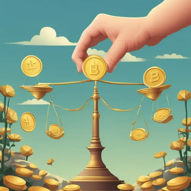 A golden scale balanced with coins represents fair pricing in IPOs, ensuring mutual benefits for issuers and investors