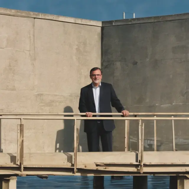 An OCC regulator stands atop a bridge, connecting two sides - national banks and federal savings associations