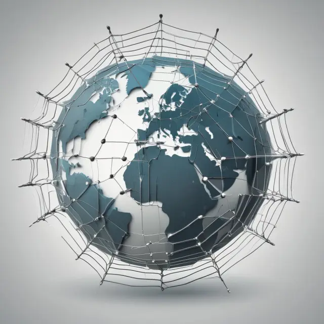 A visualization of connected official settlement accounts on a globe, indicating global economic relationships and health